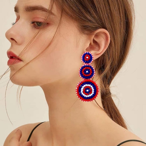 Marigold Yellow Beaded Triple Tier Earrings Big Bohemian Festival Statement New - Picture 5 of 9